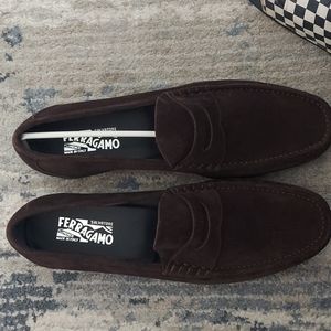 Salvatore Ferragamo Brown Suade Dress Shoes